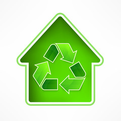 Obraz premium House with recycling symbol in green, illustration