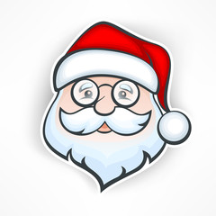 Santa Claus cheerful face on white, illustration