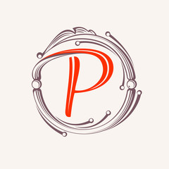 P letter monogram design elements.