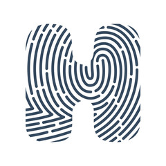 H letter line logo. Vector fingerprint design.