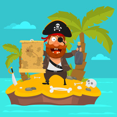 Naklejka premium Pirate on island part 2