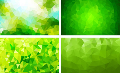 vector pack low poly background green 1234