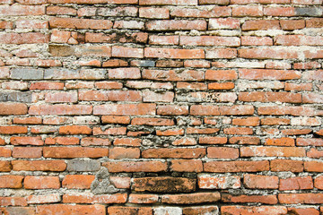 Brown brick wall in an old contemporary temple in Thailand