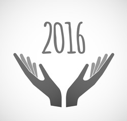 Fototapeta na wymiar Two hands offering a 2016 sign