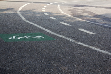 Sign of Bike lane on the street