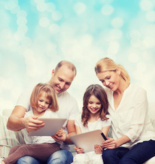 happy family with tablet pc computers