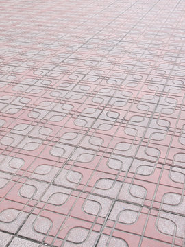 red brick pattern on walkway © srckomkrit