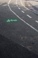 Sign of Bike lane on the street