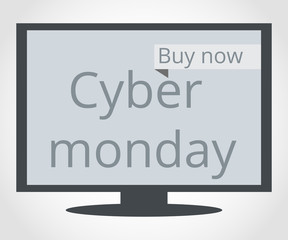 Cyber Monday. Sale. Computer monitor.  Vector illustration.