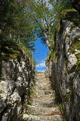 Fototapeta na wymiar Steps carved in the rock