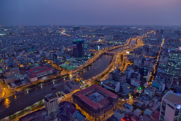 Fototapeta na wymiar Saigon river night city