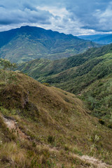 Fototapeta premium Countryside in cloud forest mountains around Leymebamba, northern Peru.
