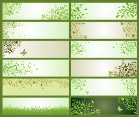 Spring green decorative floral banners