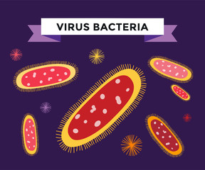 Bacteria virus vector icons set