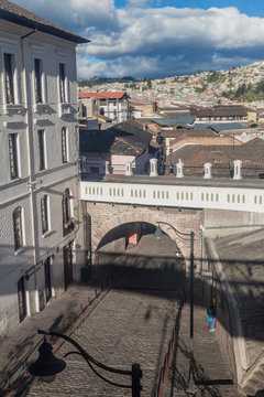 La Ronda street in old town of Quito, Ecuador