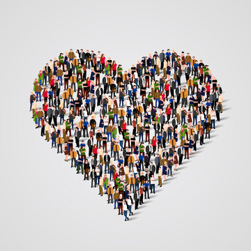 Large Group People Form Hearts Love Stock Illustration 240913654