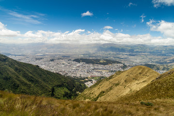 Quito, capital of Ecuador, as viewed from lookout Cruz Loma.