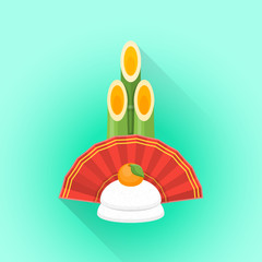 vector flat kadomatsu japan new year decoration illustration ico