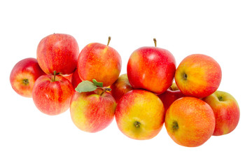 ripe red apples on a white background