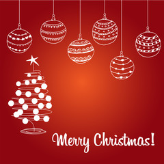 Christmas card ball and tree in vector