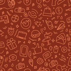 Different web interface doodle silhouettes seamless pattern. Car