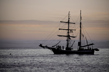 Sailing yaht in open sea