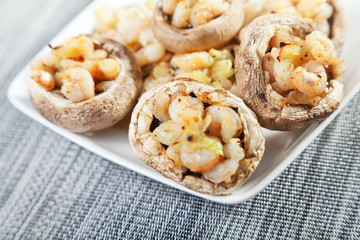 Mushrooms stuffed with shrimps