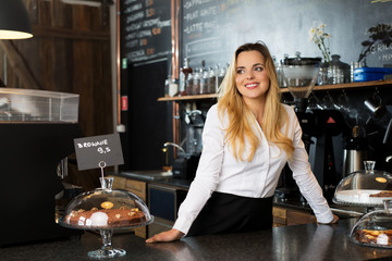 Small business female owner waiting for clients