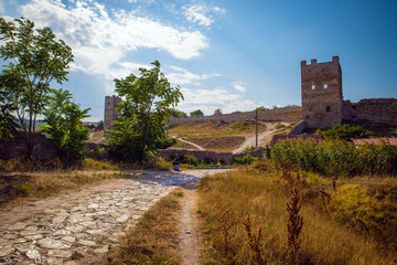 Fototapeta na wymiar Genoese fortress in Crimea in summer