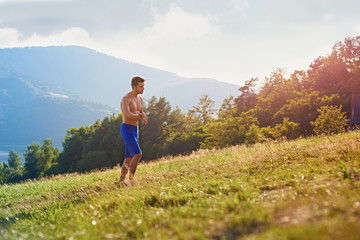 Fototapeta premium Checking time while running