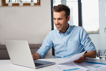 Man working from home on laptop