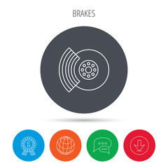 Fototapeta premium Brakes icon. Auto disk repair sign.
