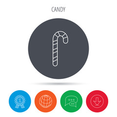 Candy cane icon. Sweet sugar lollipop sign.