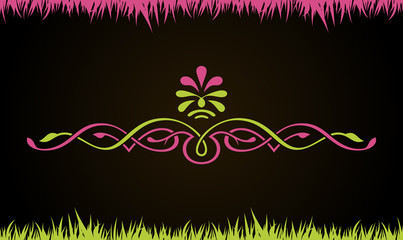 Calligraphic Design label and page decoration