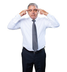 mature man concentrated