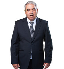 business man crossing eyes