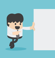  businessman showing a board