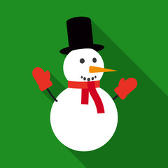 Fun Snowman in Flat Style with Long Shadows