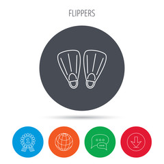 Swimming flippers icon. Diving sign.