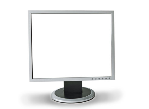 The square monitor of the computer on a white background.