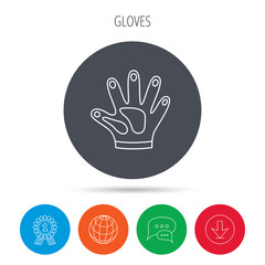 Construction gloves icon. Textile protection.