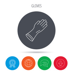 Rubber gloves icon. Latex hand protection sign.