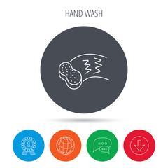 Hand wash icon. Cleaning sponge sign.