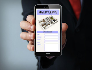 home insurance businessman smartphone