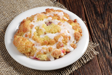 Cake with icing and jam