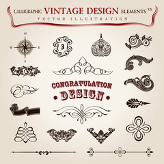 Vector set calligraphic vintage elements and page decoration, pr - obrazy, fototapety, plakaty