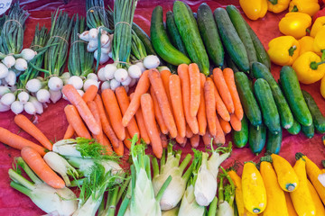 Different vegetables for sale at a market