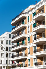 Naklejka premium Modern apartment building with round balconies in Berlin