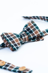 Plaid man's bow tie isolated.