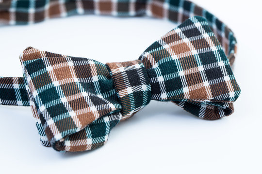 Plaid Man's Bow Tie Isolated.